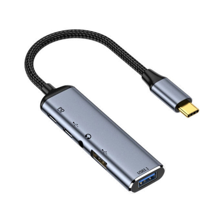 Lisslune | Y003 5 in 1 USB-C/Type-C to USB3.1+USB2.0+Dual USB-C/Type-C+3.5mm Audio Interface Multifunction Adapter