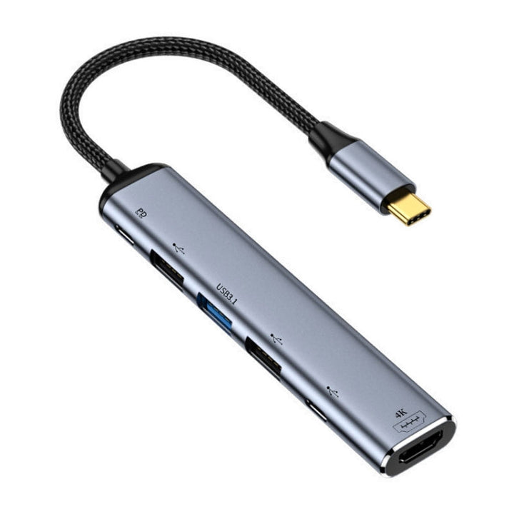 Lisslune | Y004 6 in 1 USB-C/Type-C to HDMI+USB 3.1+Dual USB 2.0+Dual USB-C/Type-C Interface Multi-functional Adapter
