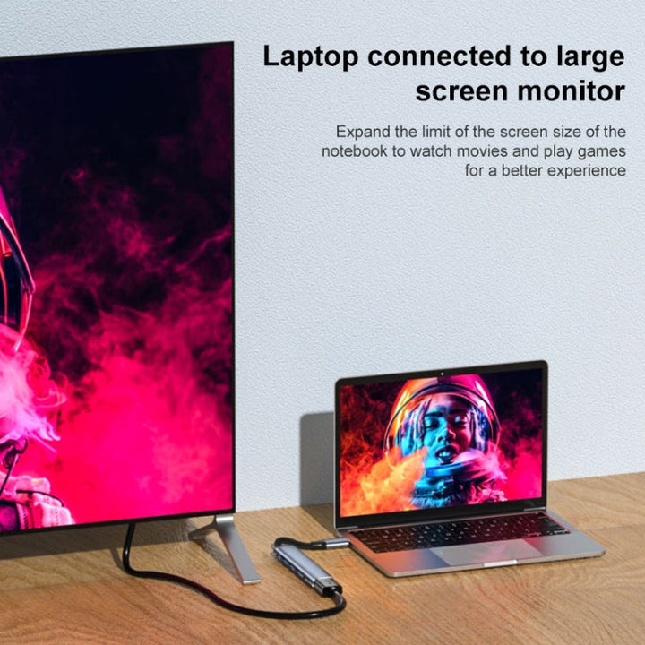 Lisslune | Y004 6 in 1 USB-C/Type-C to HDMI+USB 3.1+Dual USB 2.0+Dual USB-C/Type-C Interface Multi-functional Adapter