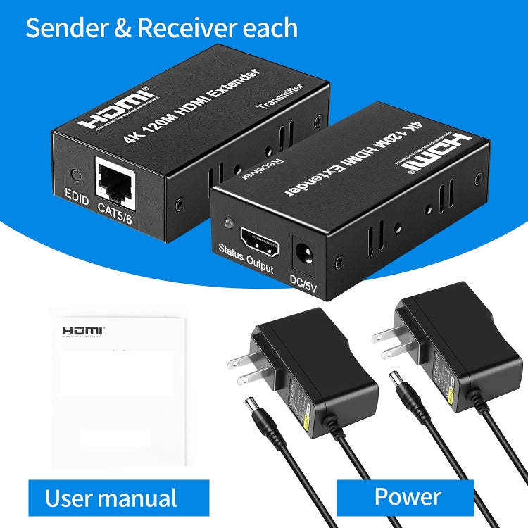 Lisslune | 4K HDMI to RJ45 Network Extender, Transmission Distance: 120m(EU Plug)