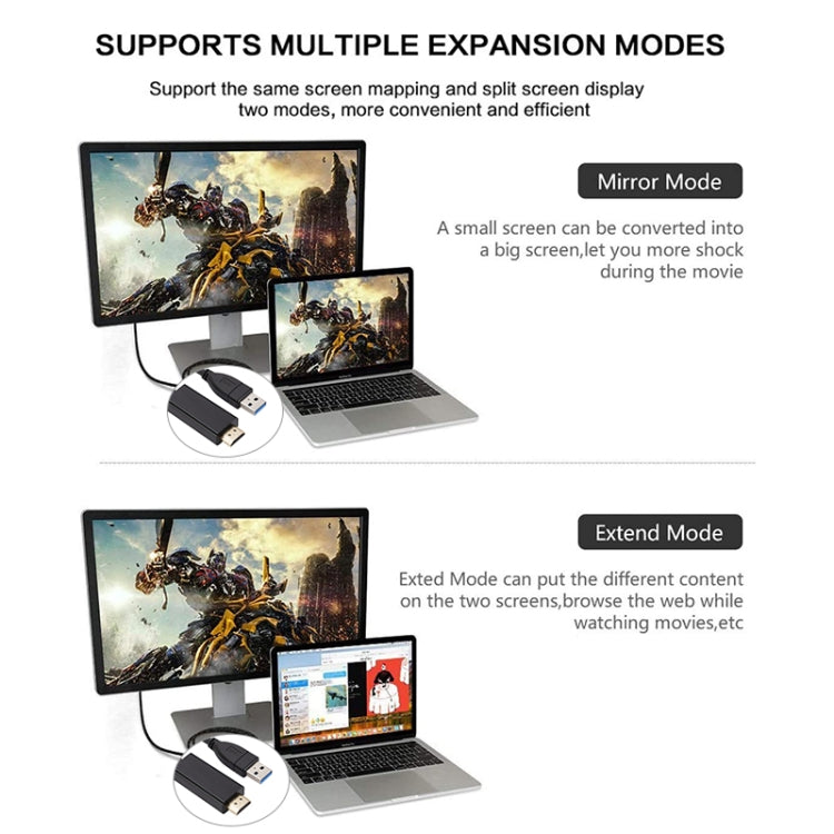 Lisslune | USB3.0 to HDMI converter cable, length 1.8m (Black)