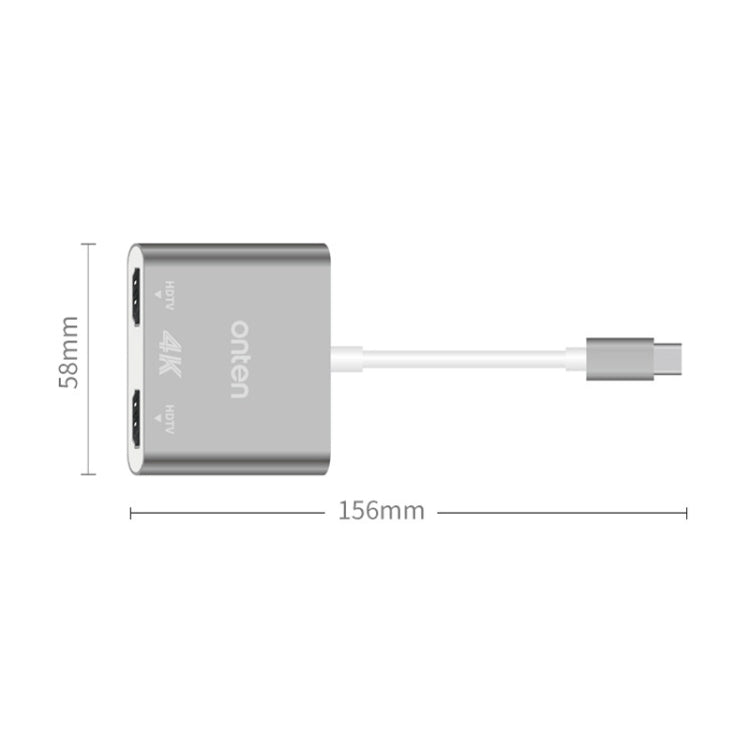 Lisslune | Onten OTN-9175B 4K USB-C / Type-C to Dual HDMI Output Adapter (White)