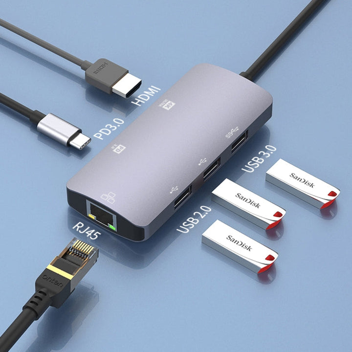 Lisslune | Onten OTN-UC910 USB-C / Type-C Portable Multifunctional HUB Docking Station (Gray)