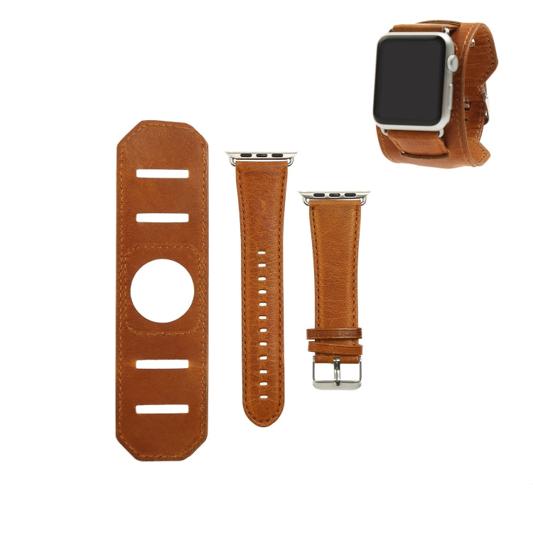 Lisslune | For Apple Watch 5 & 4 40mm / 3 & 2 & 1 38mm Crazy Horse Texture Band Watch Strap (Light Brown)