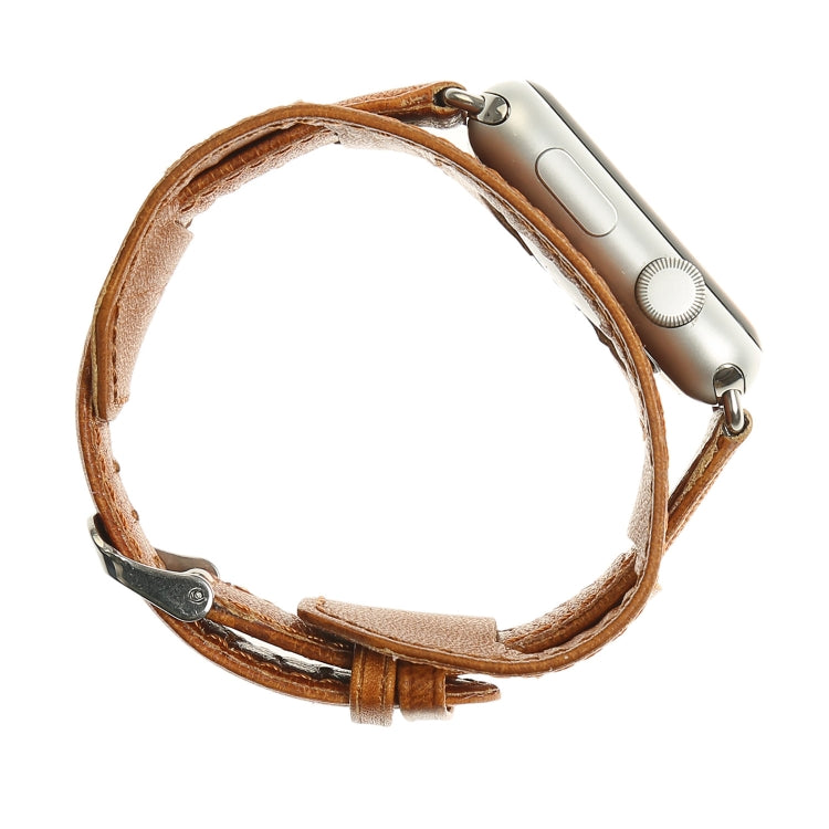 Lisslune | For Apple Watch 5 & 4 40mm / 3 & 2 & 1 38mm Crazy Horse Texture Band Watch Strap (Light Brown)