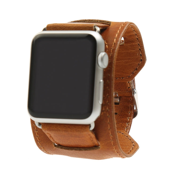 Lisslune | For Apple Watch 5 & 4 40mm / 3 & 2 & 1 38mm Crazy Horse Texture Band Watch Strap (Light Brown)