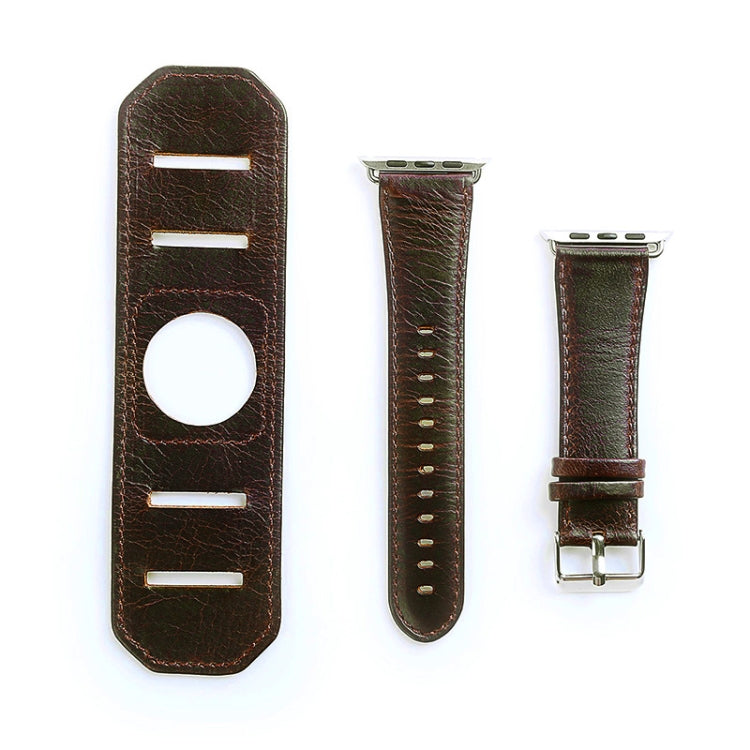 Lisslune | For Apple Watch 5 & 4 40mm / 3 & 2 & 1 38mm Crazy Horse Texture Band Watch Strap (Dark Brown)