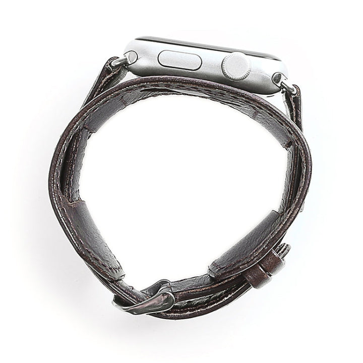 Lisslune | For Apple Watch 5 & 4 40mm / 3 & 2 & 1 38mm Crazy Horse Texture Band Watch Strap (Dark Brown)