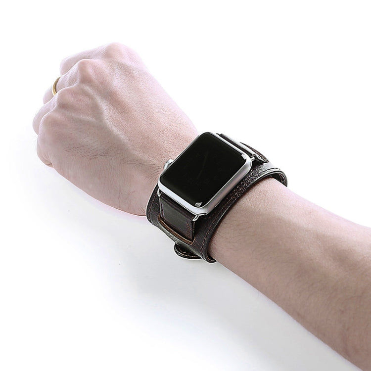 Lisslune | For Apple Watch 5 & 4 40mm / 3 & 2 & 1 38mm Crazy Horse Texture Band Watch Strap (Dark Brown)
