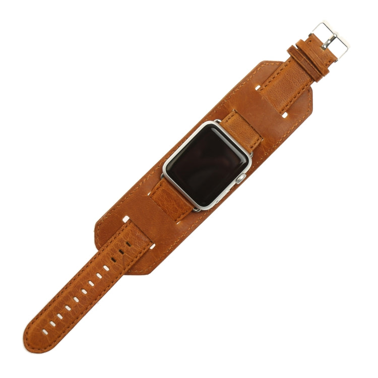Lisslune | For Apple Watch 5 & 4 44mm / 3 & 2 & 1 42mm Strap with crazy horsehide texture (Light Brown)
