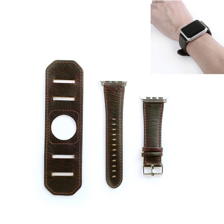 Lisslune | For Apple Watch 5 & 4 44mm / 3 & 2 & 1 42mm Crazy Horse Textured Strap Watch Band (Dark Brown)