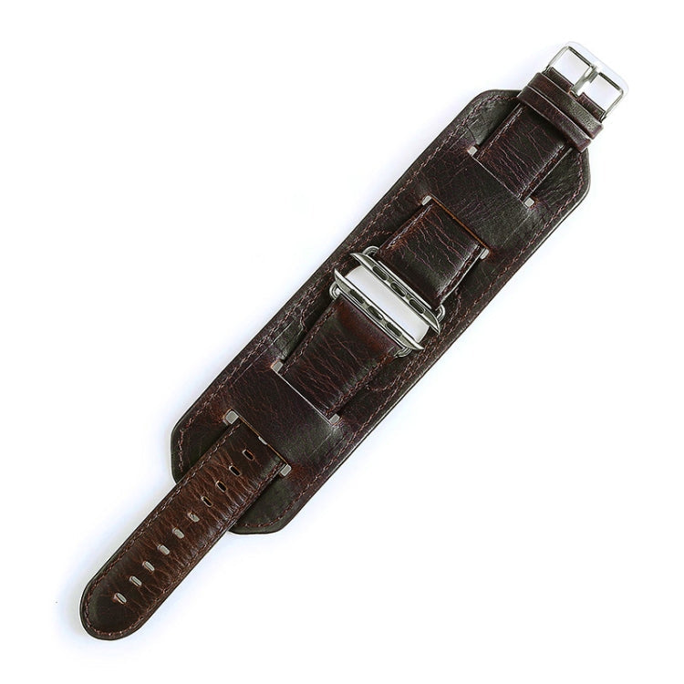 Lisslune | For Apple Watch 5 & 4 44mm / 3 & 2 & 1 42mm Crazy Horse Textured Strap Watch Band (Dark Brown)