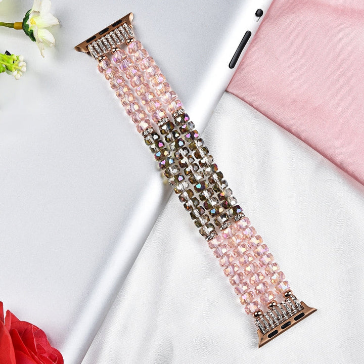 Lisslune | For Apple Watch 5 & 4 40mm / 3 & 2 & 1 38mm Pearl Crystal Watch Band (Crystal Pink)