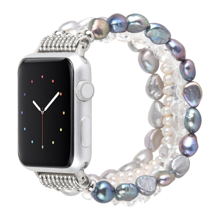 Lisslune | For Apple Watch 5 & 4 40mm / 3 & 2 & 1 38mm Pearl Crystal Watch Band (Pearl + White Crystal)