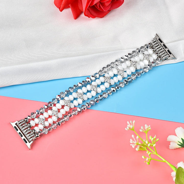 Lisslune | For Apple Watch 5 & 4 40mm / 3 & 2 & 1 38mm Pearl Crystal Watch Band (Crystal Porcelain White)