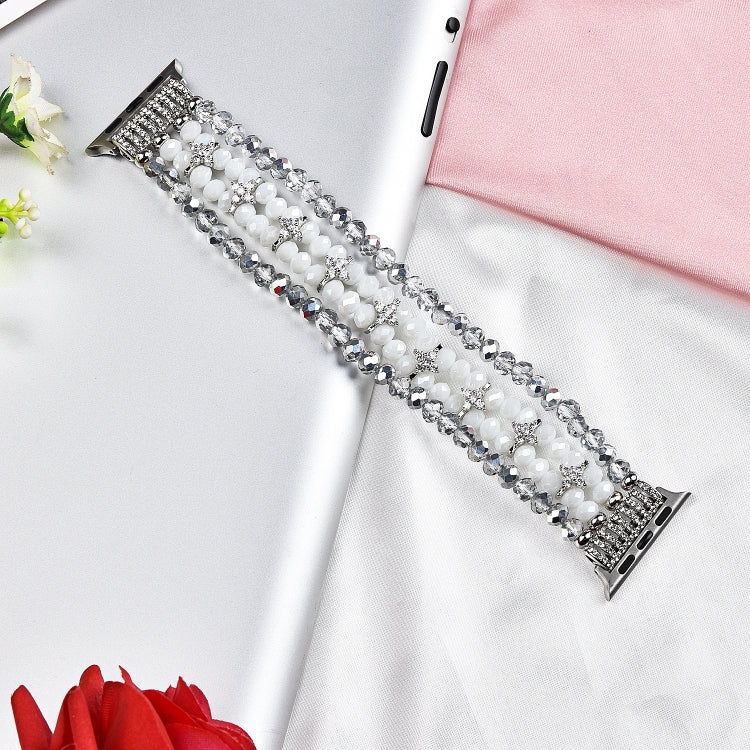 Lisslune | For Apple Watch 5 & 4 40mm / 3 & 2 & 1 38mm Pearl Crystal Watch Band (Crystal Porcelain White)