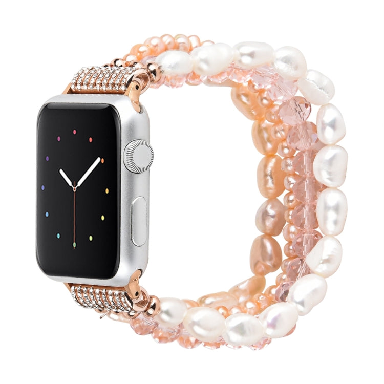 Lisslune | For Apple Watch 5 & 4 44mm / 3 & 2 & 1 42mm Pearl Crystal Bracelet (Pearl + Pink Crystal)