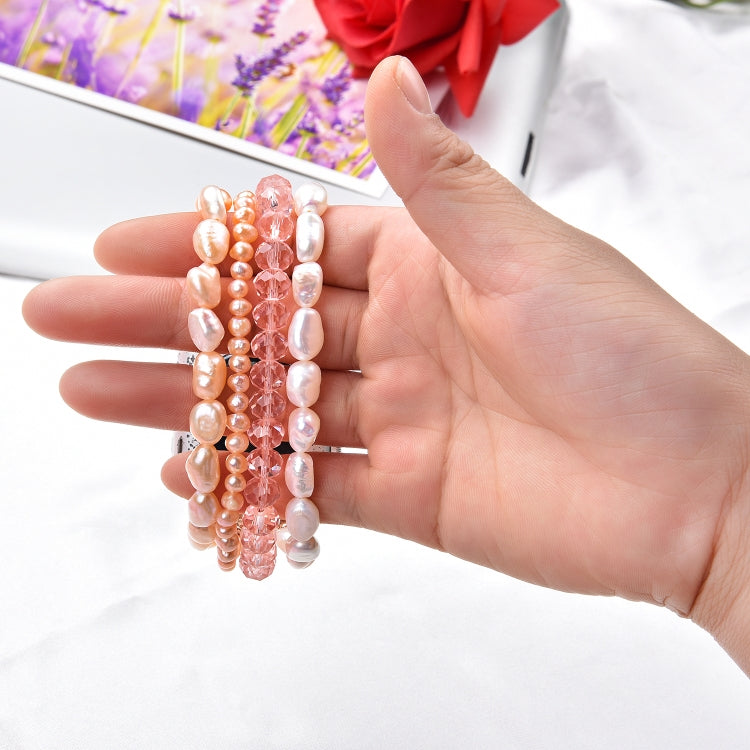 Lisslune | For Apple Watch 5 & 4 44mm / 3 & 2 & 1 42mm Pearl Crystal Bracelet (Pearl + Pink Crystal)