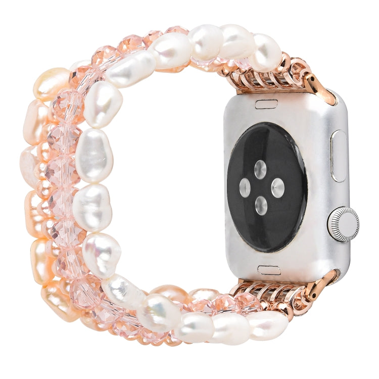 Lisslune | For Apple Watch 5 & 4 44mm / 3 & 2 & 1 42mm Pearl Crystal Bracelet (Pearl + Pink Crystal)