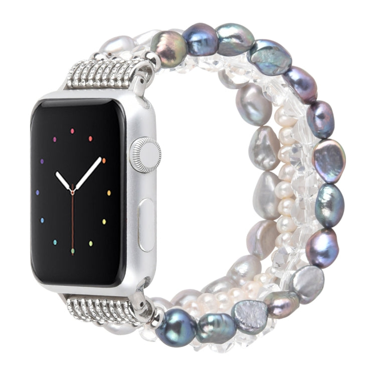 Lisslune | For Apple Watch 5 & 4 44mm / 3 & 2 & 1 42mm Pearl crystal watch band (Pearl + white crystal)