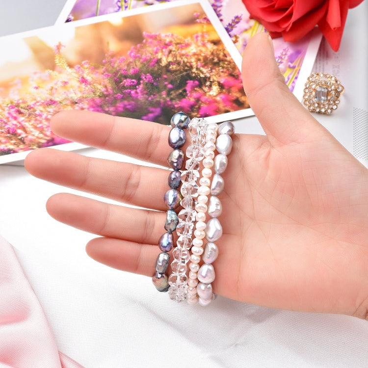 Lisslune | For Apple Watch 5 & 4 44mm / 3 & 2 & 1 42mm Pearl crystal watch band (Pearl + white crystal)