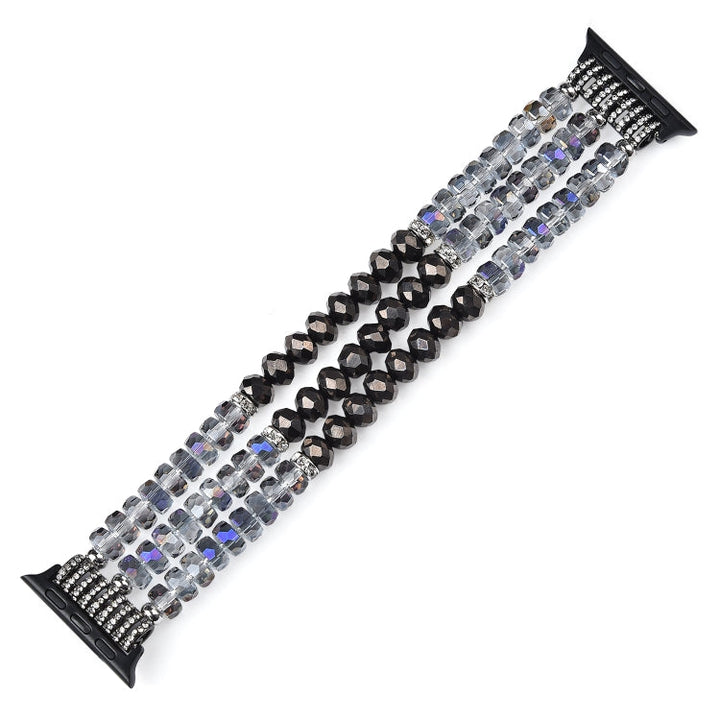 Lisslune | For Apple Watch 5 & 4 44mm / 3 & 2 & 1 42mm Pearl Crystal Watch Band (Crystal Gray)