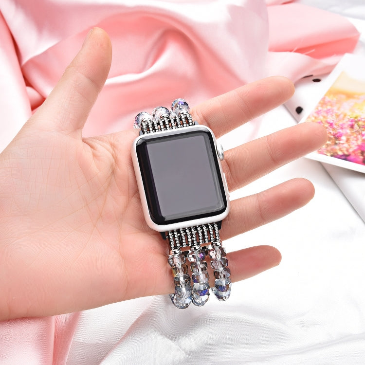 Lisslune | For Apple Watch 5 & 4 44mm / 3 & 2 & 1 42mm Pearl Crystal Watch Band (Crystal Gray)