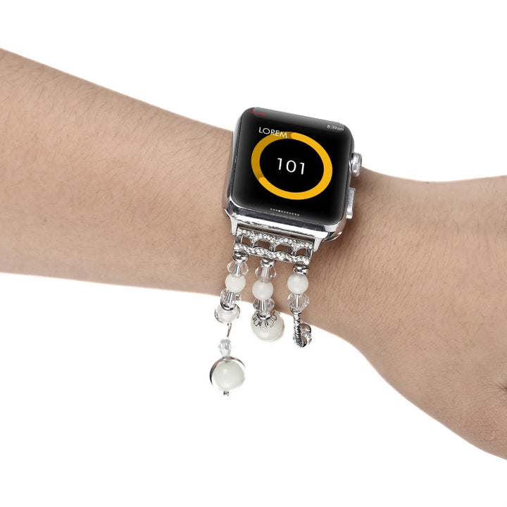 Lisslune | For Apple Watch 5 & 4 40mm / 3 & 2 & 1 38mm Luminous Agate Watch Band (Silver)