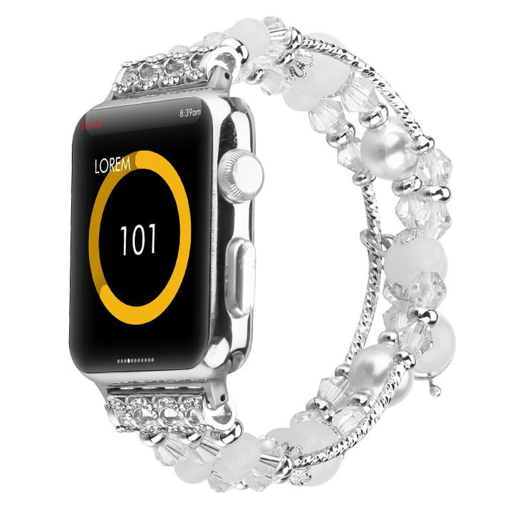 Lisslune | For Apple Watch 5 & 4 40mm / 3 & 2 & 1 38mm Luminous Agate Watch Band (Silver)
