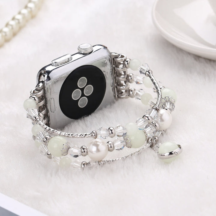 Lisslune | For Apple Watch 5 & 4 40mm / 3 & 2 & 1 38mm Luminous Agate Watch Band (Silver)