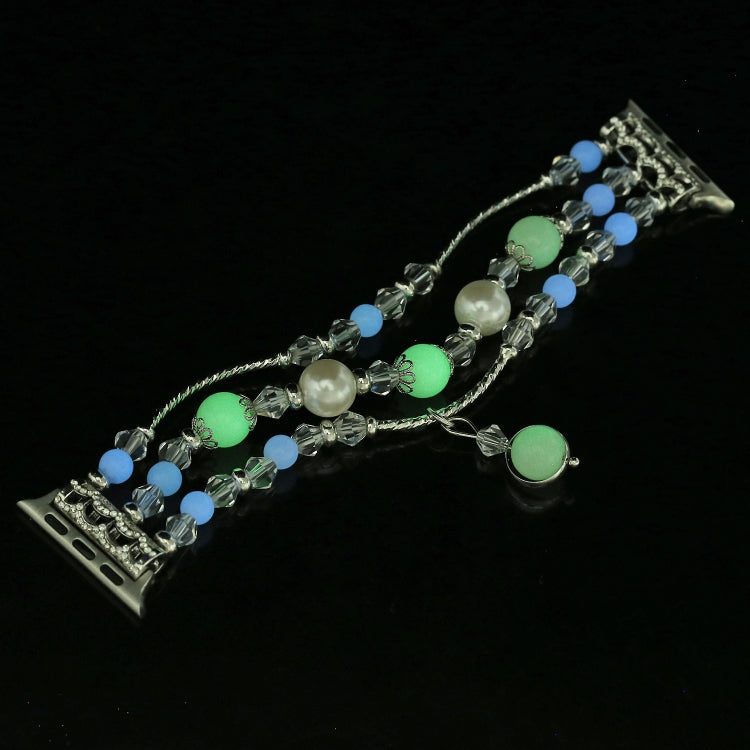 Lisslune | For Apple Watch 5 & 4 40mm / 3 & 2 & 1 38mm Luminous Agate Watch Band (Silver)