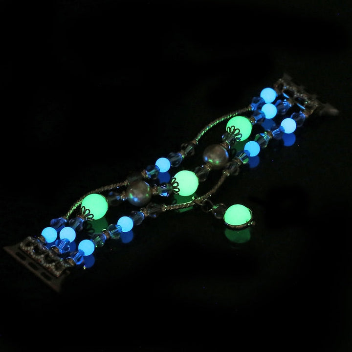 Lisslune | For Apple Watch 5 & 4 40mm / 3 & 2 & 1 38mm Luminous Agate Watch Band (Silver)