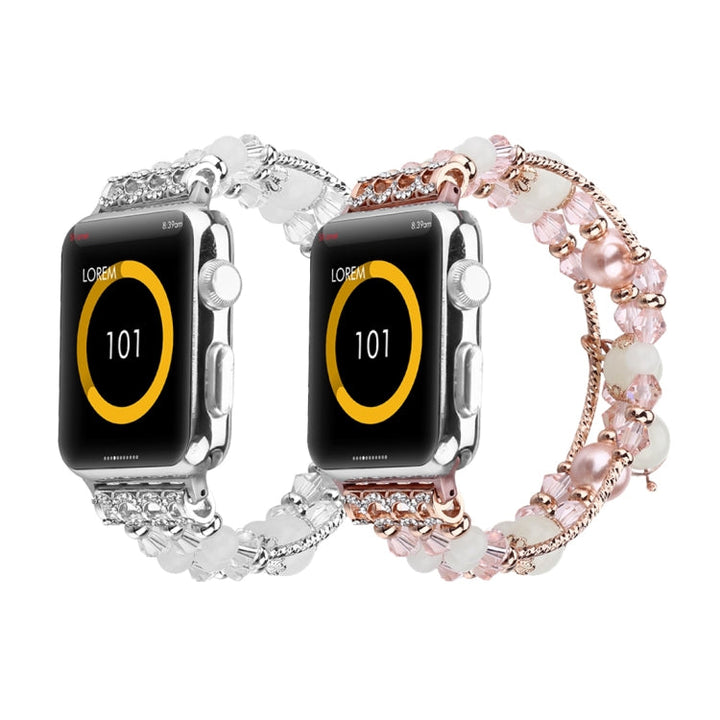 Lisslune | For Apple Watch 5 & 4 40mm / 3 & 2 & 1 38mm Luminous Agate Watch Band (Silver)