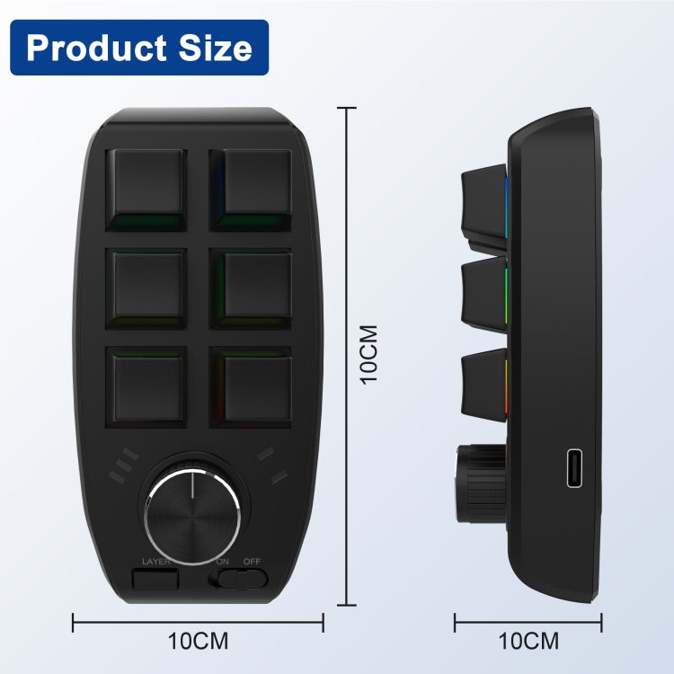 Lisslune | USB Cable RGB Custom Mechanical Keyboard 6 Keys 1 Button Programming Gaming Keypad (Black)