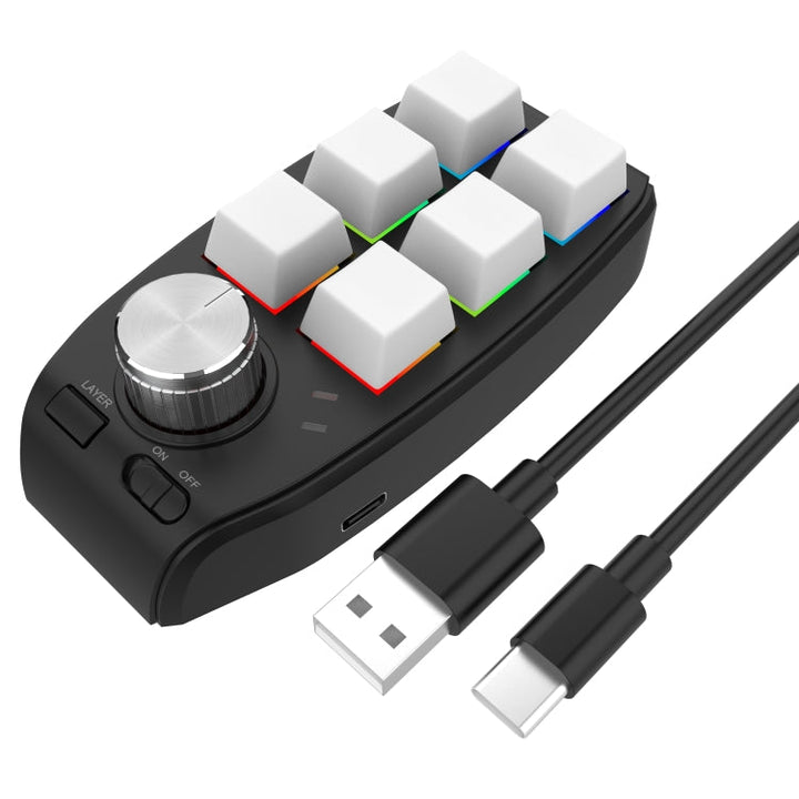 Lisslune | USB Wired RGB Custom Mechanical Keyboard 6 Keys 1 Button Programming Gaming Keypad (White)