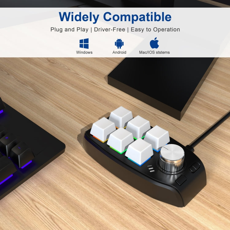 Lisslune | USB Wired RGB Custom Mechanical Keyboard 6 Keys 1 Button Programming Gaming Keypad (White)