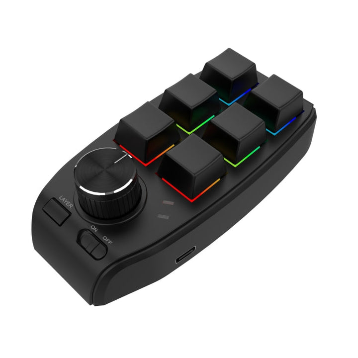 Lisslune | Bluetooth Wireless RGB Custom Mechanical KeyBoard 6 Keys 1 Button Programming Gaming Keypad (Black)