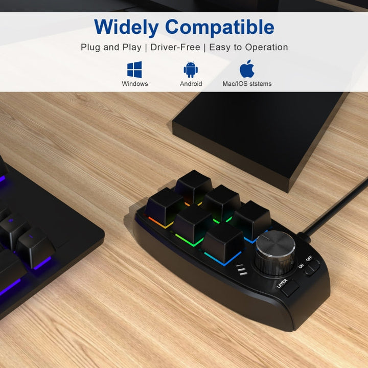 Lisslune | Bluetooth Wireless RGB Custom Mechanical KeyBoard 6 Keys 1 Button Programming Gaming Keypad (Black)