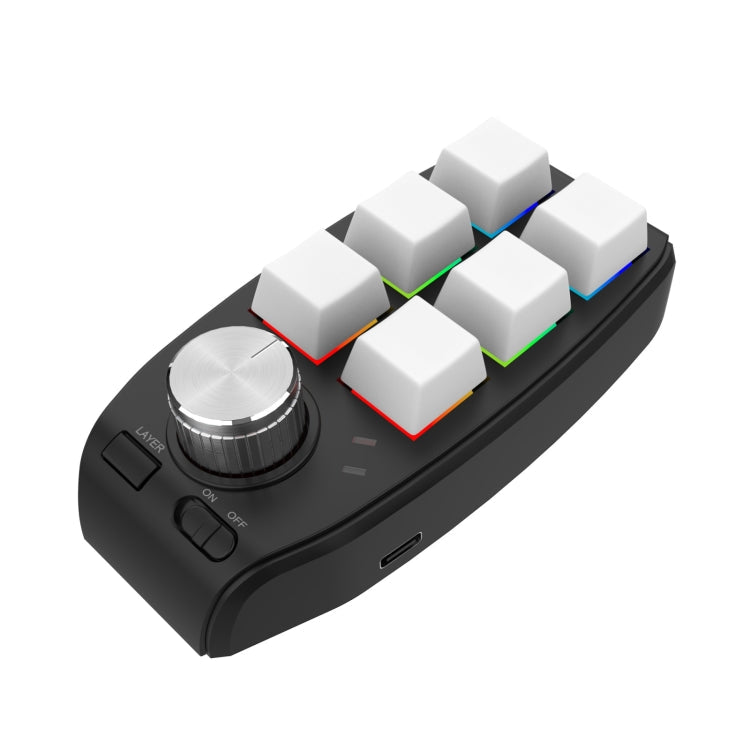 Lisslune | Bluetooth Wireless RGB Custom Mechanical Keyboard 6 Keys 1 Button Programming Gaming Keypad (White)