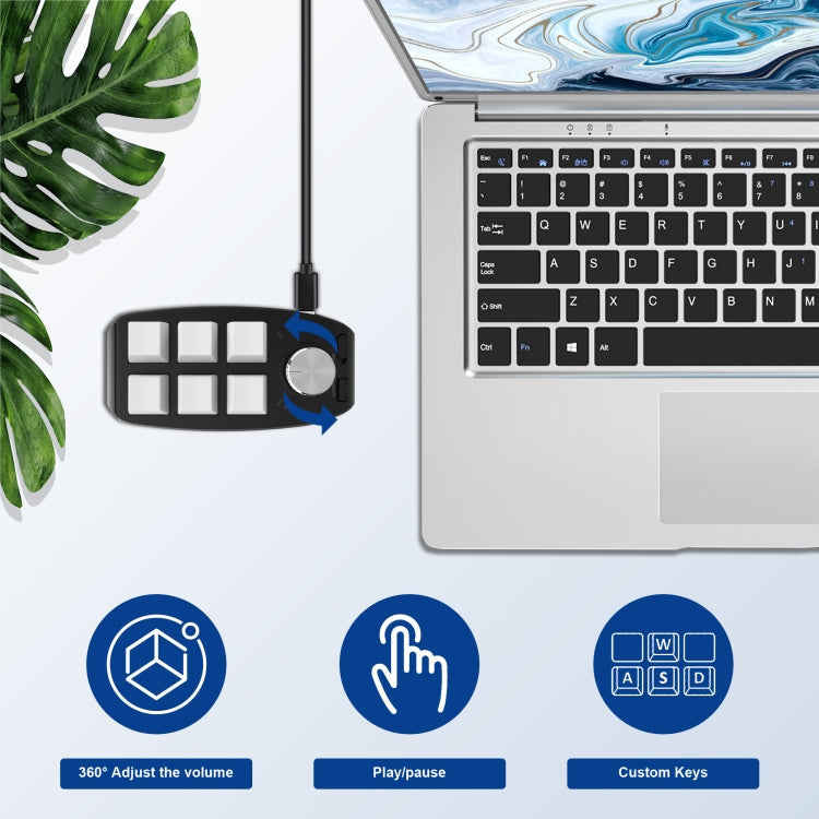 Lisslune | Bluetooth Wireless RGB Custom Mechanical Keyboard 6 Keys 1 Button Programming Gaming Keypad (White)