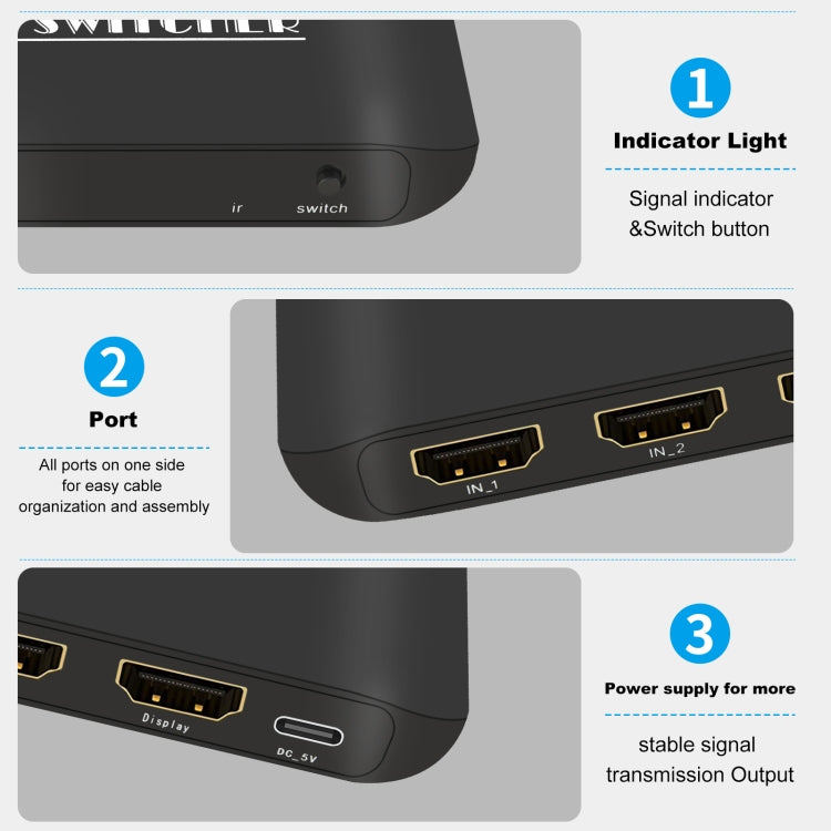 Lisslune | NK-H31 8K 3 in 1 HDMI Switcher for Xbox PS4 PS5 Roku UHD TV Monitor Projector