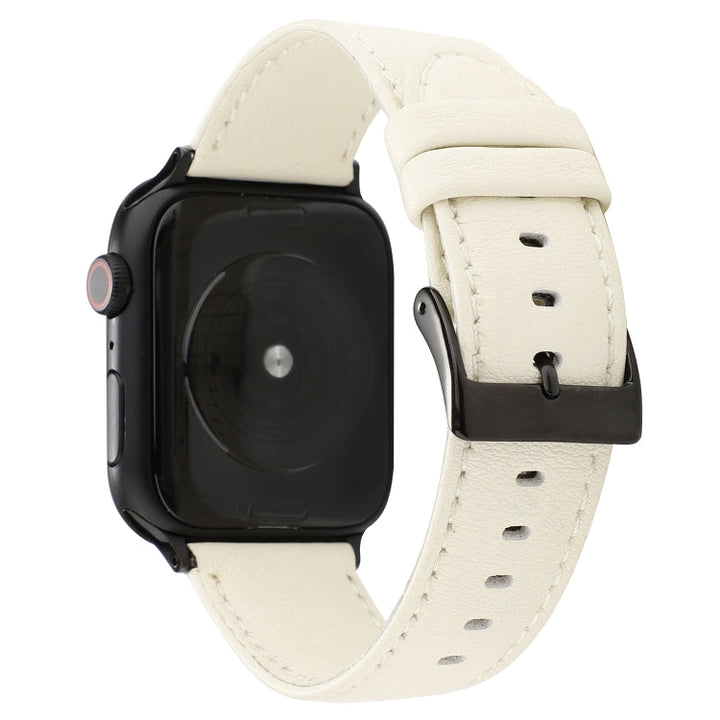 Lisslune | For Apple Watch Series 9&8&7 41mm / SE 3&SE 2&6&SE&5&4 40mm / 3&2&1 38mm Cowhide Textured Watch Band (White)