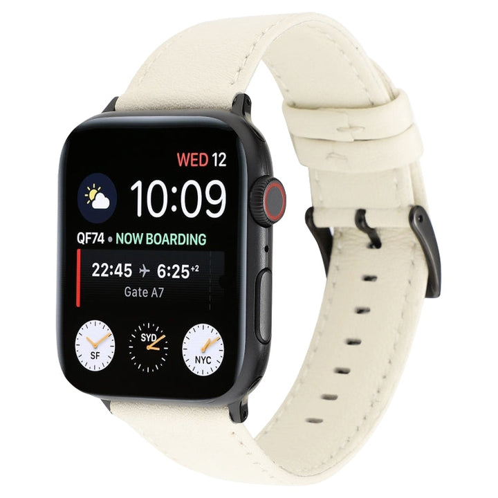 Lisslune | For Apple Watch Series 9&8&7 41mm / SE 3&SE 2&6&SE&5&4 40mm / 3&2&1 38mm Cowhide Textured Watch Band (White)