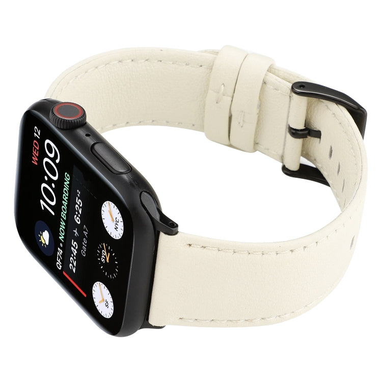 Lisslune | For Apple Watch Series 9&8&7 41mm / SE 3&SE 2&6&SE&5&4 40mm / 3&2&1 38mm Cowhide Textured Watch Band (White)