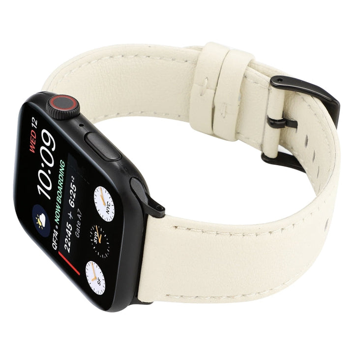 Lisslune | For Apple Watch Series 9&8&7 41mm / SE 3&SE 2&6&SE&5&4 40mm / 3&2&1 38mm Cowhide Textured Watch Band (White)