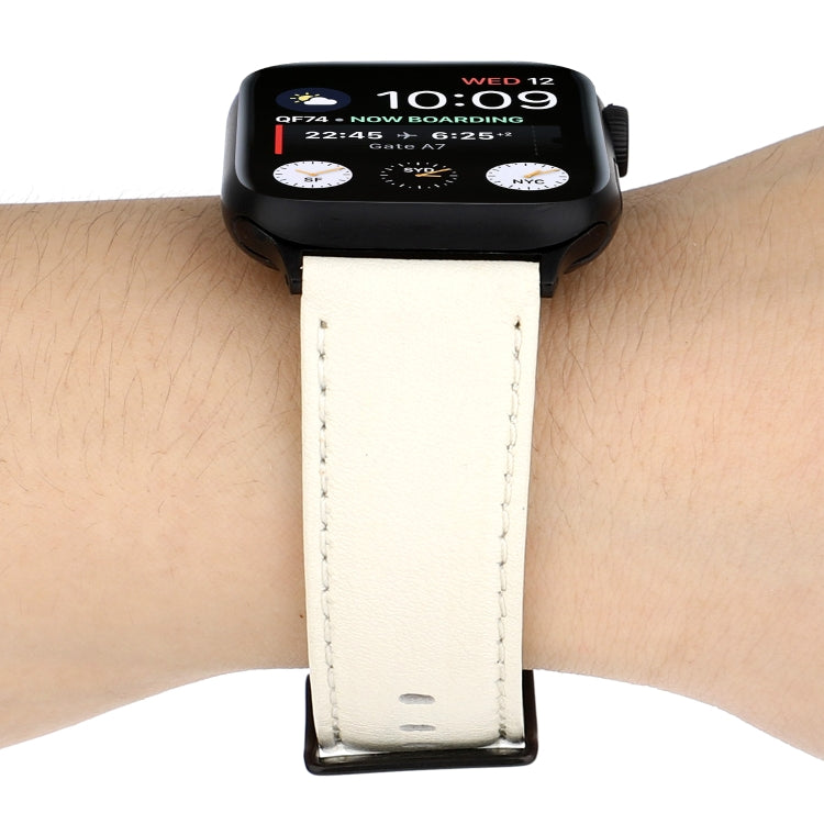 Lisslune | For Apple Watch Series 9&8&7 41mm / SE 3&SE 2&6&SE&5&4 40mm / 3&2&1 38mm Cowhide Textured Watch Band (White)