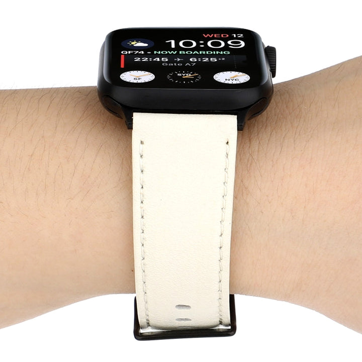 Lisslune | For Apple Watch Series 9&8&7 41mm / SE 3&SE 2&6&SE&5&4 40mm / 3&2&1 38mm Cowhide Textured Watch Band (White)