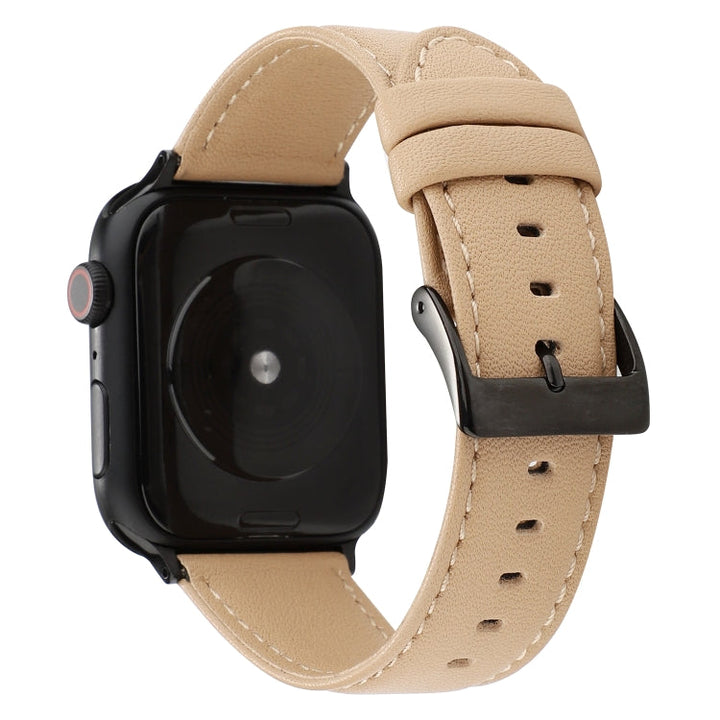 Lisslune | For Apple Watch Series 9&8&7 41mm / SE 3&SE 2&6&SE&5&4 40mm / 3&2&1 38mm Cowhide texture watch strap (Khaki)