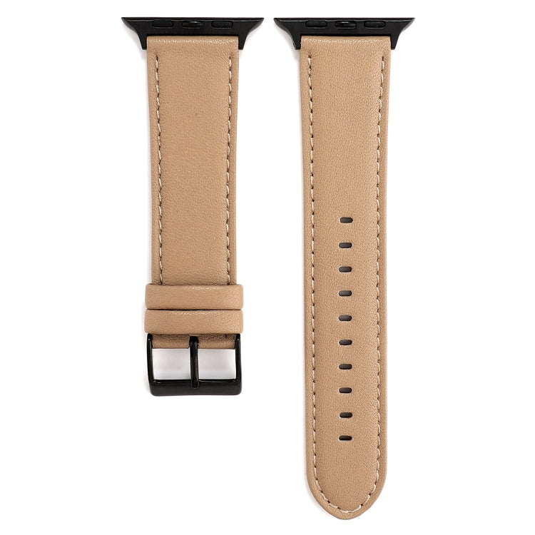Lisslune | For Apple Watch Series 9&8&7 41mm / SE 3&SE 2&6&SE&5&4 40mm / 3&2&1 38mm Cowhide texture watch strap (Khaki)