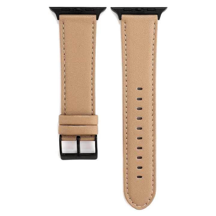 Lisslune | For Apple Watch Series 9&8&7 41mm / SE 3&SE 2&6&SE&5&4 40mm / 3&2&1 38mm Cowhide texture watch strap (Khaki)